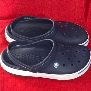 CROCS Navy and White Croslite Slip-On Sandals